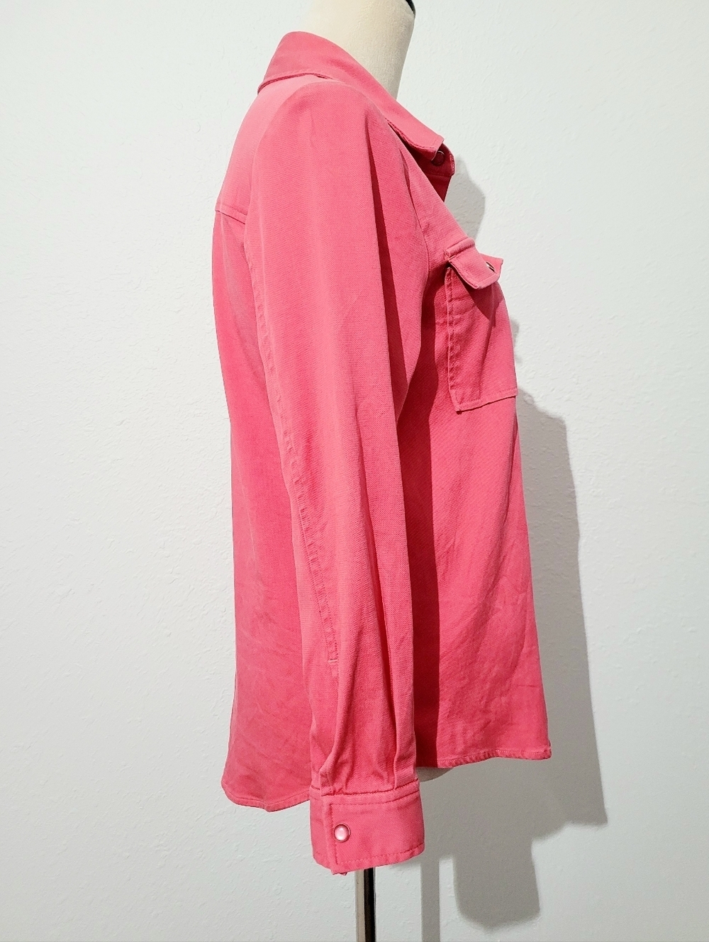 Liverpool Pink Shacket Size XS Lightweight Pearl Snap Front Shirt Jacket Casual - Picture 4 of 14
